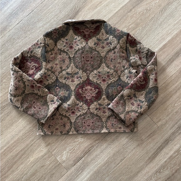 Custom One of One Floral Paisley Detroit Tapestry Cropped Jacket - Picture 2 of 7